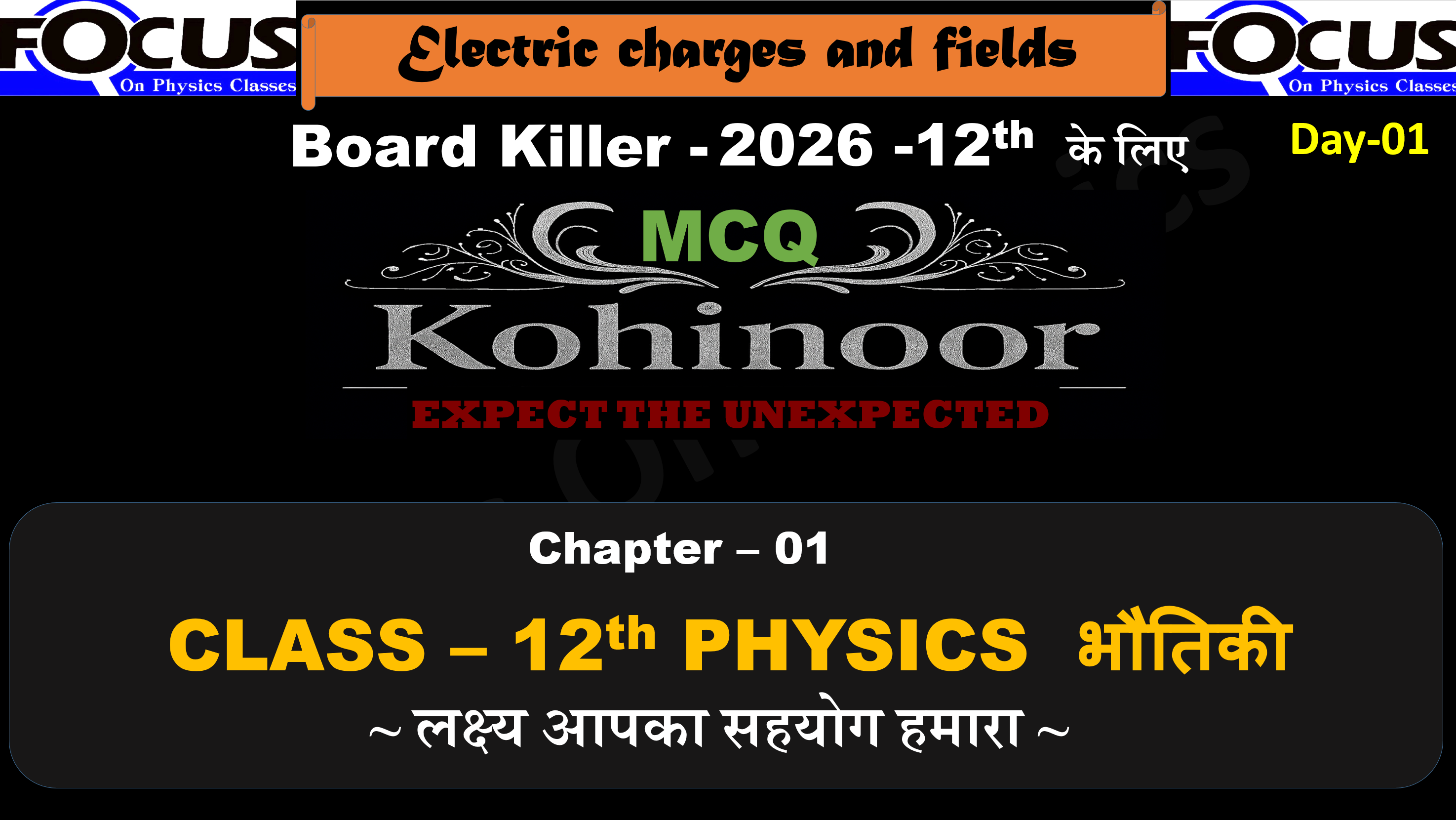 वैधुत आवेश तथा  क्षेत्र MCQ (Ch - 01)